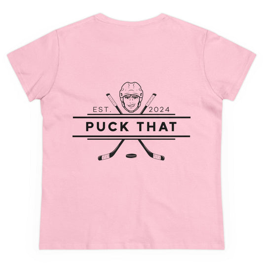 PUCK THAT Front and Back Women's Midweight Cotton Tee - Black Logo