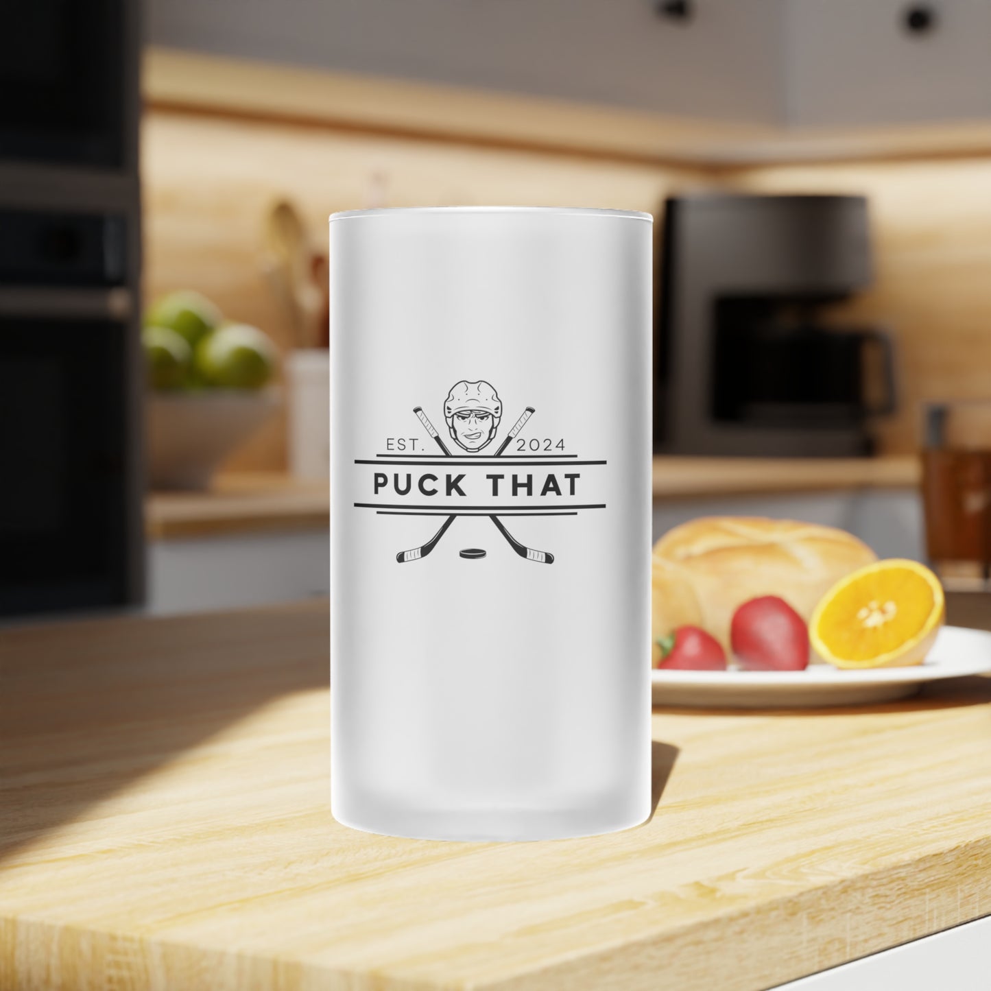 PUCK THAT Frosted Glass Beer Mug