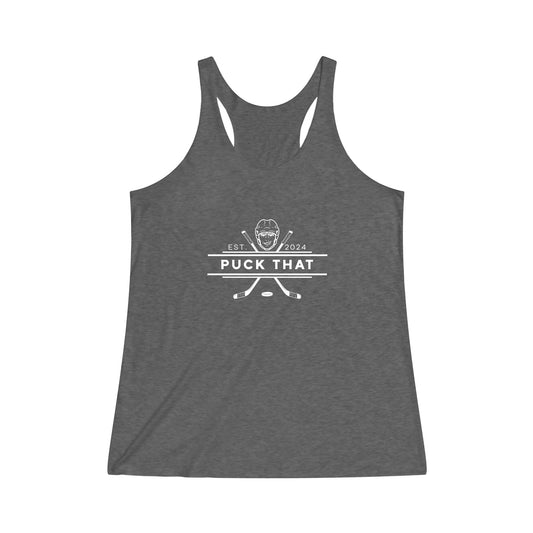 PUCK THAT Women's Tri-Blend Racerback Tank - White Logo