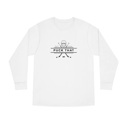 PUCK THAT Long Sleeve Crewneck Tee - Black Logo