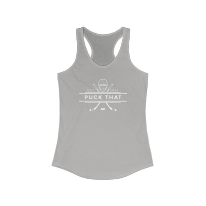 PUCK THAT Women's Racerback Tank - White Logo