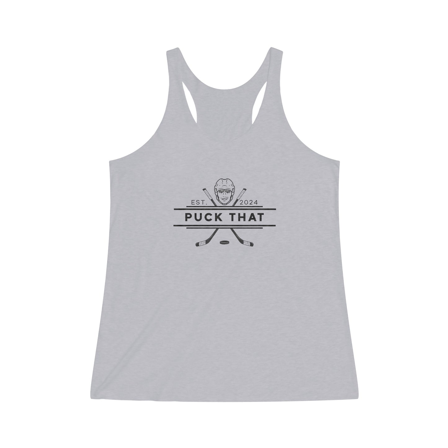 PUCK THAT Women's Tri-Blend Racerback Tank - Black Logo