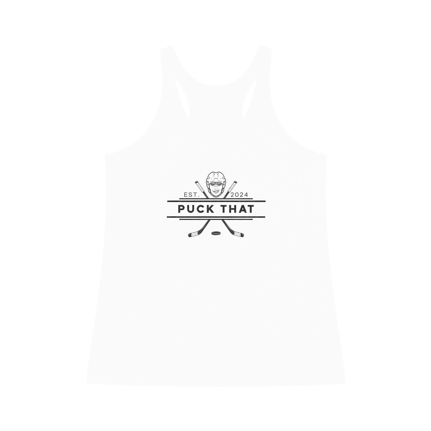 PUCK THAT Women's Tri-Blend Racerback Tank - Black Logo