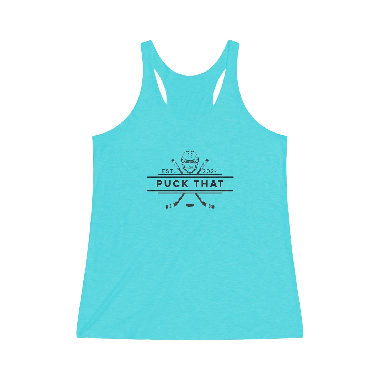 PUCK THAT Women's Tri-Blend Racerback Tank - Black Logo