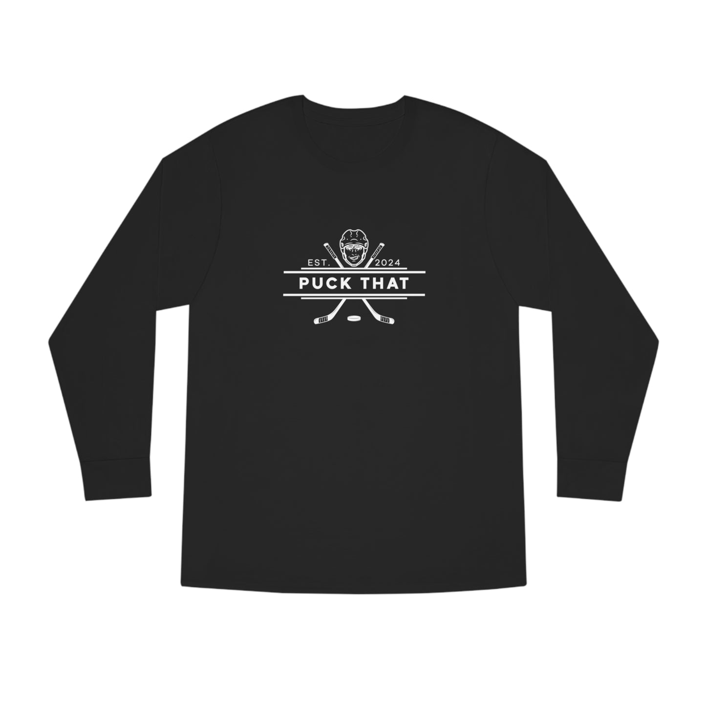 PUCK THAT Long Sleeve Crewneck Tee - White Logo