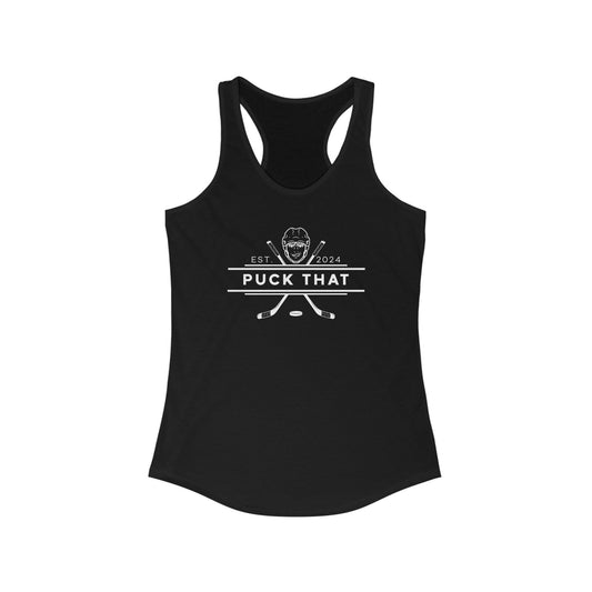 PUCK THAT Women's Racerback Tank - White Logo