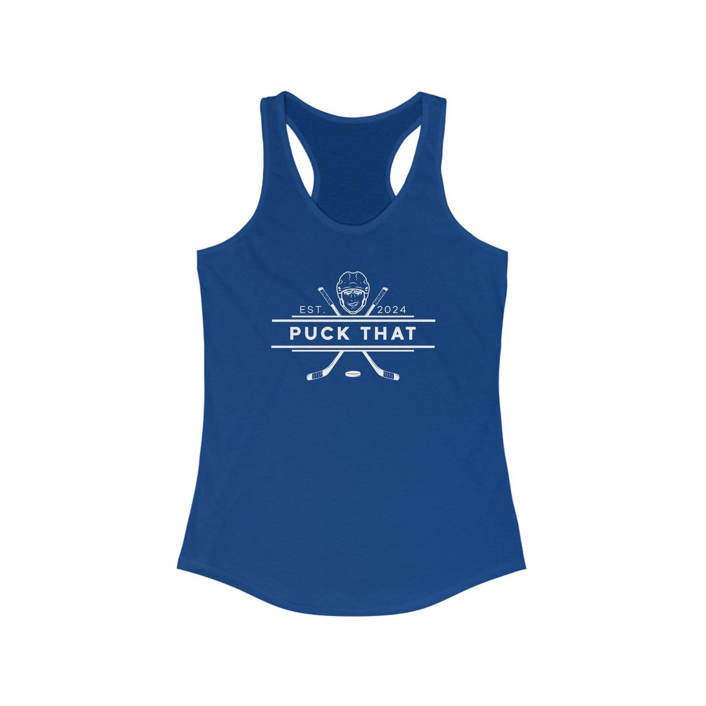 PUCK THAT Women's Racerback Tank - White Logo