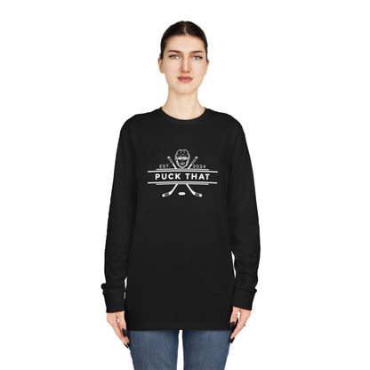 PUCK THAT Long Sleeve Crewneck Tee - White Logo