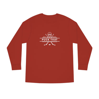 PUCK THAT Long Sleeve Crewneck Tee - White Logo