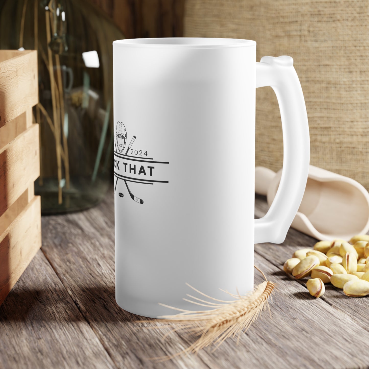 PUCK THAT Frosted Glass Beer Mug