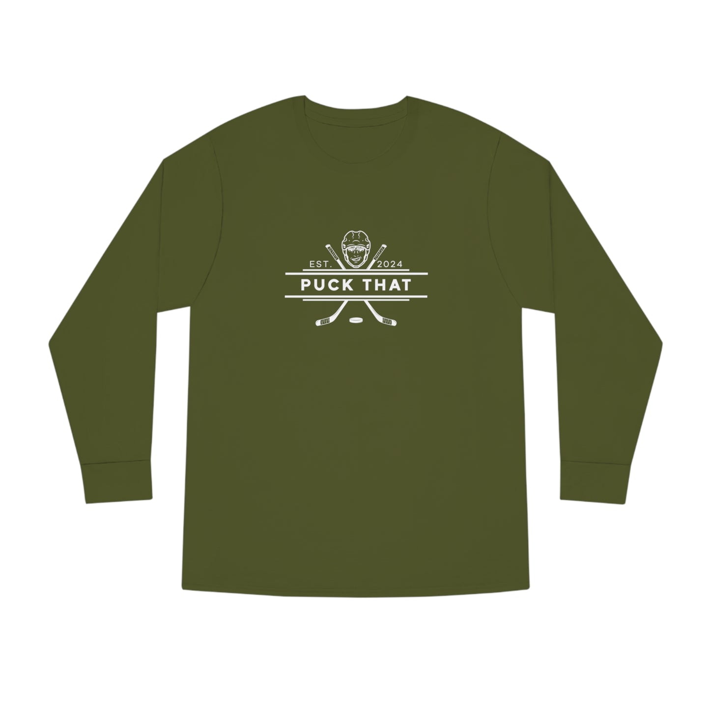 PUCK THAT Long Sleeve Crewneck Tee - White Logo